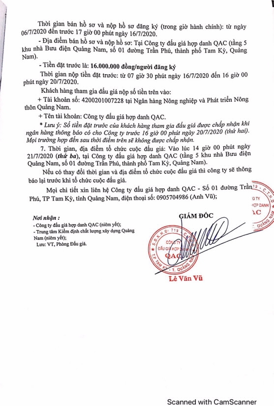 Công ty Đấu giá hợp danh QAC đấu giá tài sản