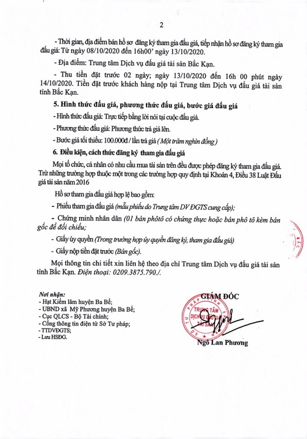 Trung tâm dịch vụ đấu giá tài sản tỉnh Bắc Kạn đấu giá tài sản theo hình thức rút gọn