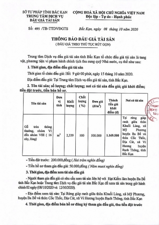 trung tam dich vu dau gia tai san tinh bac kan dau gia tai san theo hinh thuc rut gon