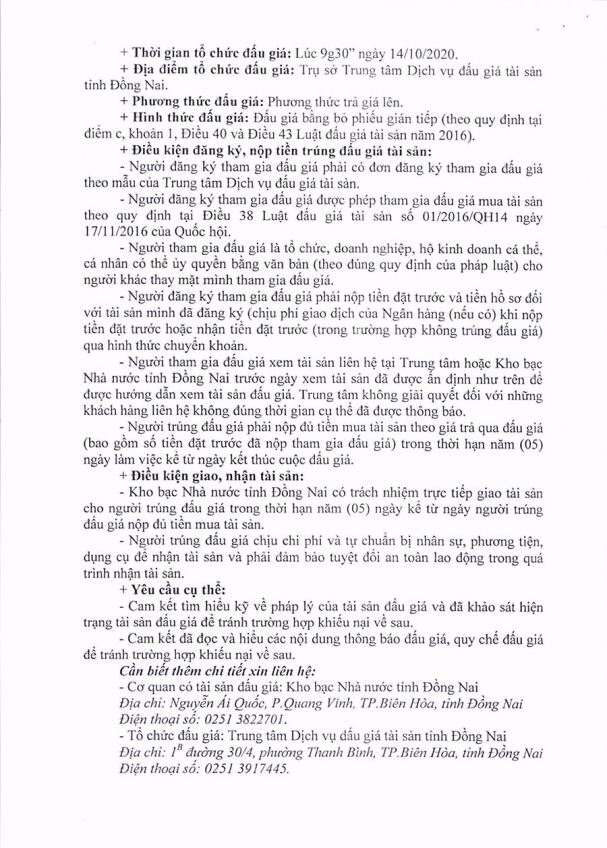 Trung tâm Dịch vụ bán đấu giá tài sản tỉnh Đồng Nai đấu giá tài sản Trung tâm Dịch vụ bán đấu giá tài sản tỉnh Đồng Nai đấu giá tài sản