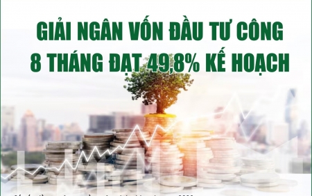 Infographics: 8 tháng, giải ngân vốn đầu tư công cả nước đạt 509.557,5 tỷ đồng